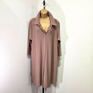 Women With Control Lagenlook Minimalist Roomy Comfy Modest Dress Womens 1X Beige